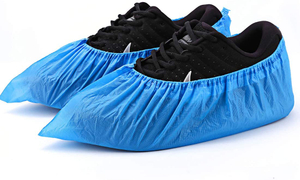 Capa de sapato de plástico de chuva azul descartável
