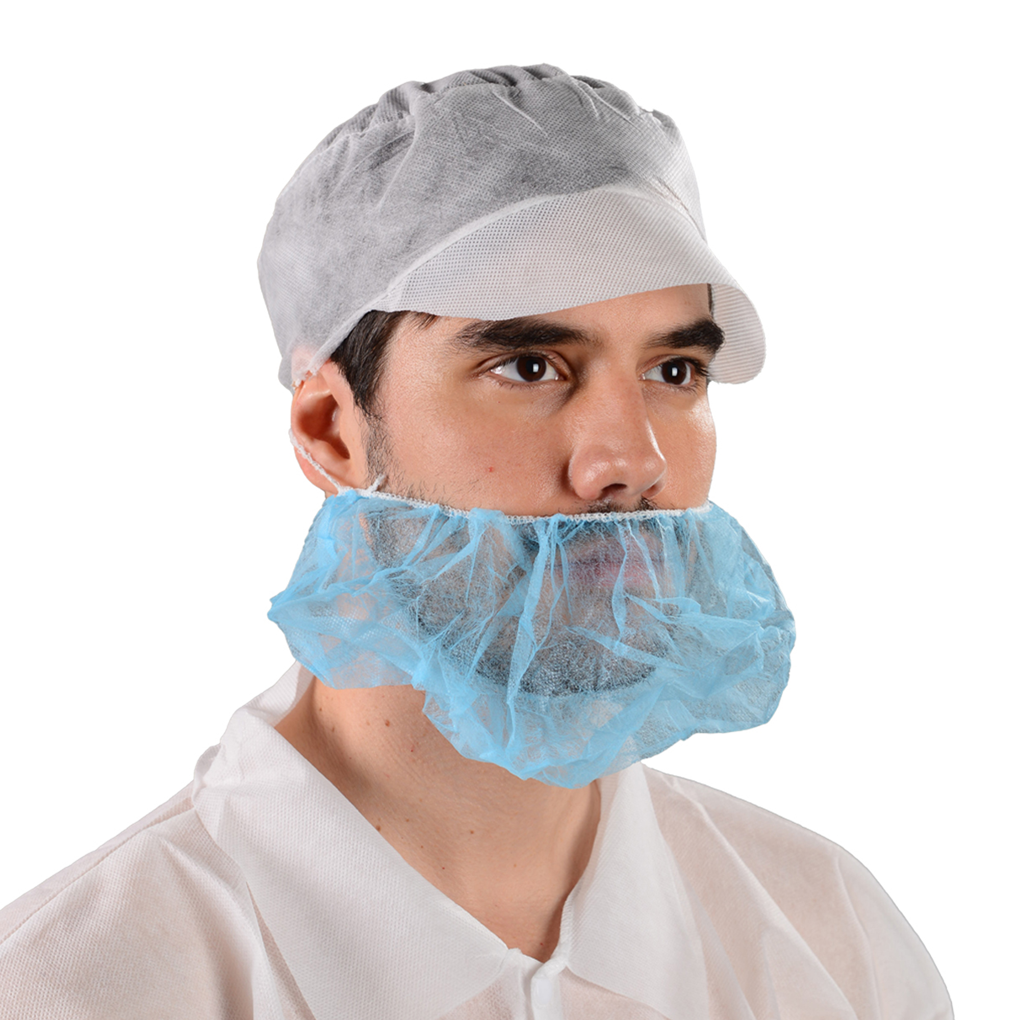 Topmed descartável pp não tecido capa de barba branca 10gsm indústria alimentícia laço único masculino com costela única à prova de poeira rede de cabelo barba